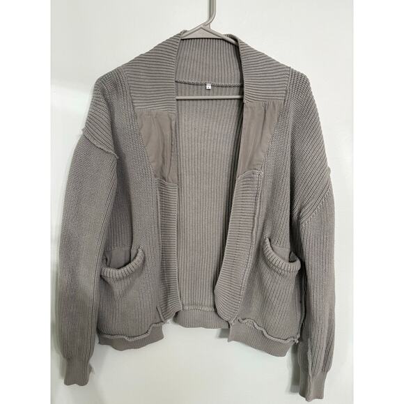 Cozy Open-Front Knit Cardigan – Seafoam/Gray - Picture 1 of 4